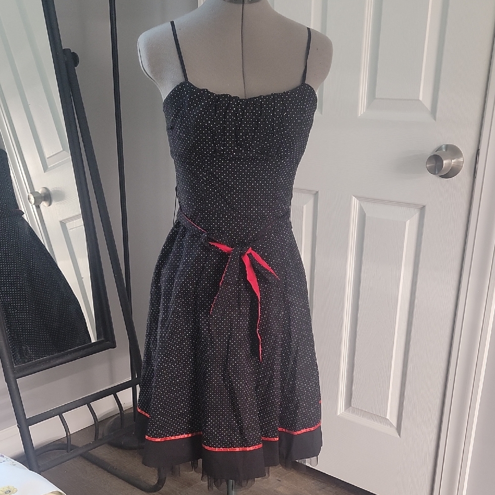 Ruby Rox Black Midi Dress with Red Details